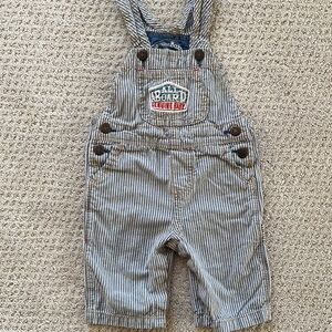 Striped Overalls Denim boys size 6 months Oshkosh vintage inspired All Aboard